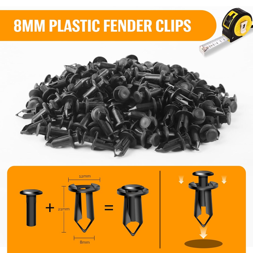 200 Pcs Nylon Bumper Fastener Rivet Clips, 8 mm Hole Push Retainer Bumper Fender - Picture 3 of 12