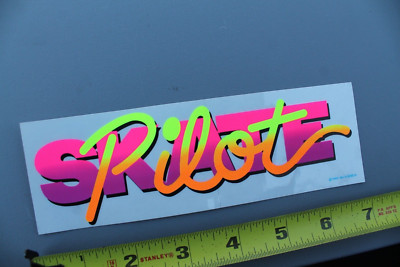 Skate Pilot Surf Sunset Clear Neon Pink 80's Z79A Vintage Skateboarding STICKER