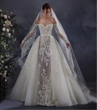 Wedding Dress Mermaid For Bride 2 In 1 With Long Sleeves Sweetheart Neckline