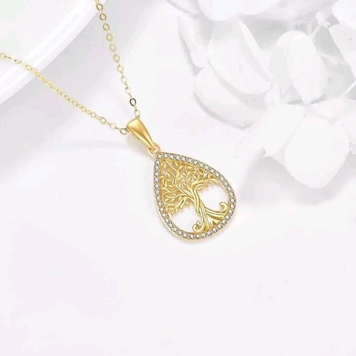 Elegant Tree Of Life Simple Style Cubic Zirconia Pendant Necklace - Picture 3 of 5