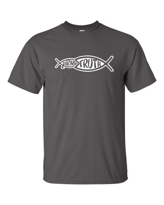 DARWIN TRUTH Christian Jesus Darwin Truth Fish Men's Tee Shirt 402