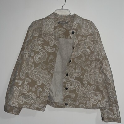 Croft Barrow 2x Denim Jacket Paisley Patterned Beige And White RN 73277 ...