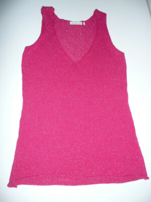 Delicate Love V-Neck Top Long Top Stricktop Magenta Pink Gr S 36-38