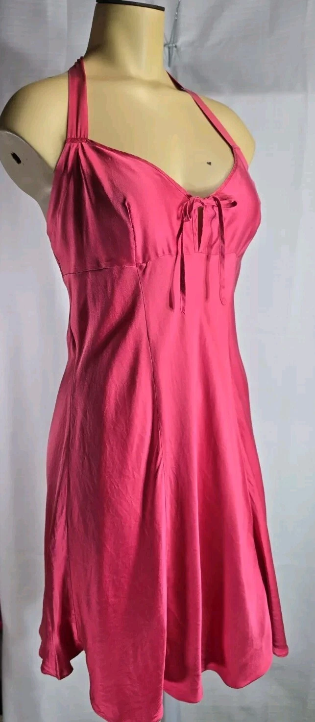 UNDERCOVER Abito slip anni 90 Victoria’s Secret seta corallo rosa con fiocco taglia M