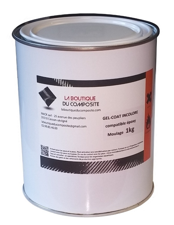 Gel coat polyester incolore de moulage 1kg compatible avec résine époxy