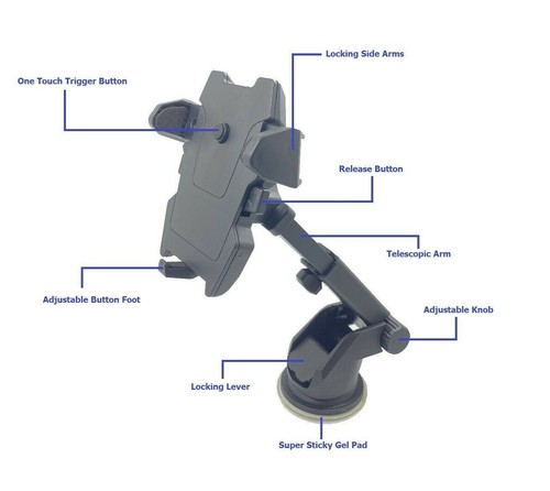 Compact One Touch Car Phone Mount - Easily Mount Your Phone on Windshield - Picture 2 of 4