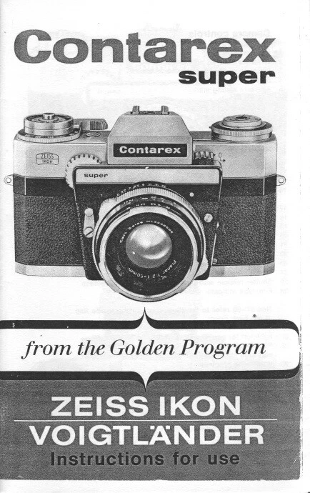 Zeiss Ikon Contarex Super Instruction Manual Reprint | eBay
