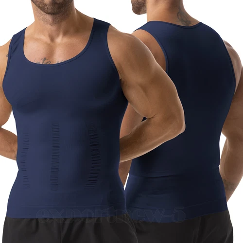 Mens Body Shaper Slim Tummy Vest Compression Shirt Tank Tops Shapewear Workout - Bild 21 von 39