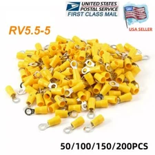 50-200PCS 12-10AWG #10 M5 Stud Ring Terminals Crimp Electrical Wire Connectors