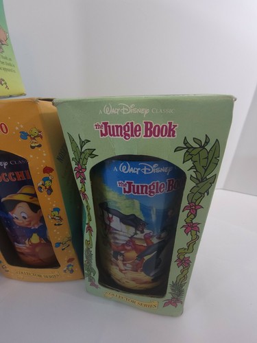Disney Burger King 1994 Glasses Set of 5 Snow White Pinocchio Jungle Book Aladin - Picture 5 of 12