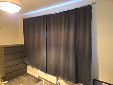 Thermal Winter Blackout Grey Pencil Pleat Curtain Panels 66 x 72cm