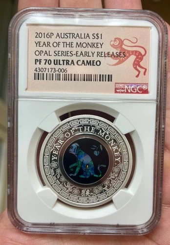 2016 Australia OPAL LUNAR Year of the MONKEY 1 oz Silver Proof Coin NGC PF70 ER