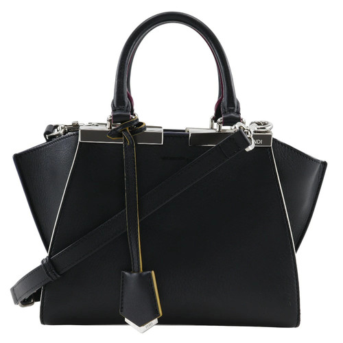 FENDI Petit Trousseau 8BH333 Shoulder Bag Leather Black Women's #NB1780