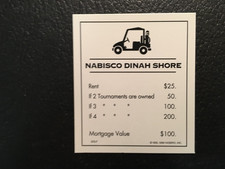 Monopoly  Golf   NABISCO DINAH SHORE    Title Deed Card   Replacement Piece 1996