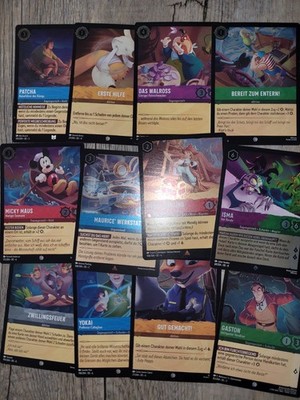 Disney Lorcana Karten Holo Foil Deutsch 11 Karten Micky Wendy Gaston Unbespielt