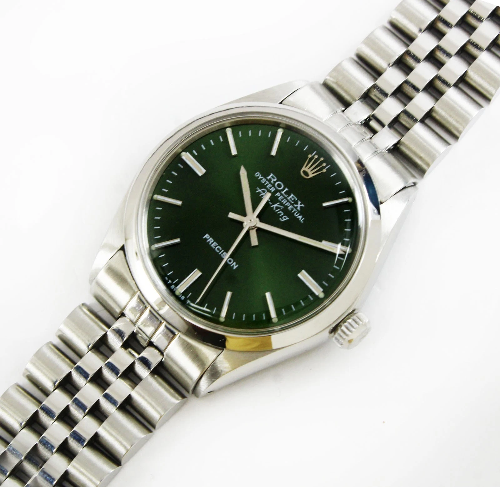 Vintage Rolex Air-king Automatic Green Dial 34mm Men Steel Watch Ref 5500/1002