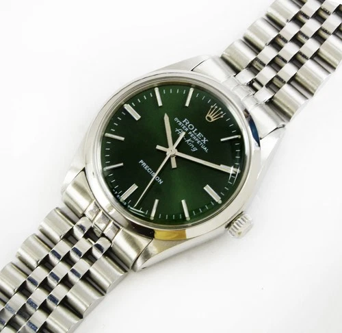 Vintage Rolex Air-king Automatic Green Dial 34mm Men Steel Watch Ref 5500/1002