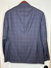 Canali Men's Blue Plaid Sport Coat Jacket Size US 44r/Italy 54R