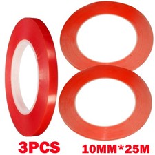3X 10mm 25m Red Double Sided Super Sticky Adhesive Tape , For Cell Phone Repair