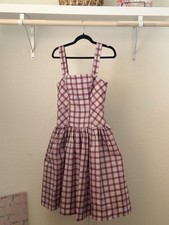 Maeve Plaid Sleeveless Fit & Flare Dress Anthropologie Pink Purple US 2