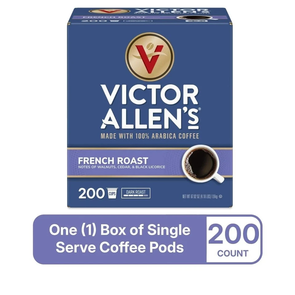 Victor Allen's Coffee French Roast, Dark Roast, 200 unidades, café de una sola porción P Foto 3 de 4