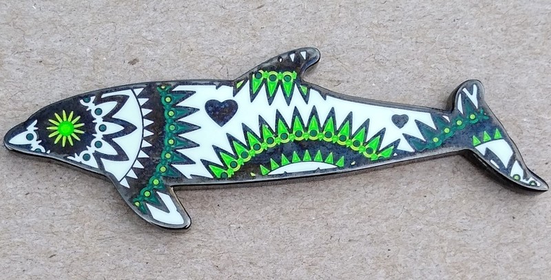 Angels of the Sea Dolphin Geocoin - Green - Activated & Adoptable - TB8CG88