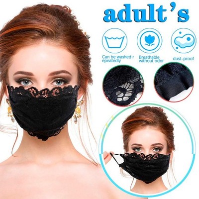 Schnelltrocknende Spitze Gesichtsmaske einfarbig mit verstellbaren Ohrschlaufen