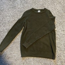 Zara Men's Dark Green Waffle Knit Long Sleeve Crew Neck Sweater L