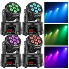 4PCS 7 LED RGBW Wash Beam Moving Head Light DMX Strobe Stage Lighting Disco KTV