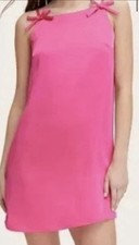 Kate Spade Target 90s Hot Pink Bow Shoulder Mini Tank Shift Dress Silky L