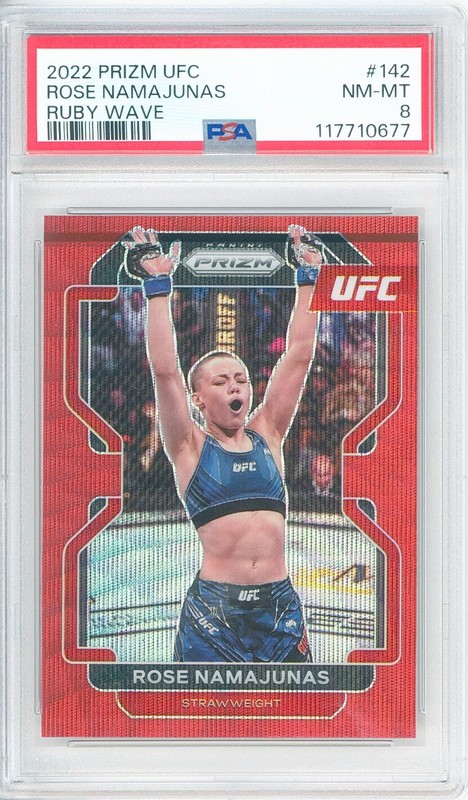 2022 Panini Prizm Ufc ROSE NAMAJUNAS #142 Ruby Wave 💎 PSA 8 NM/Mint