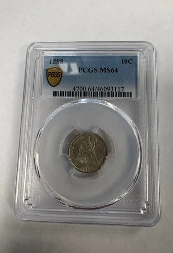 United States 1888 Seated Liberty Dime - 10 Cents - Graded PCGS MS64