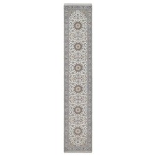 2'9"x14'6" Ivory Nain with Medallion Design Hand Knotted Wool & Silk Runner Rug