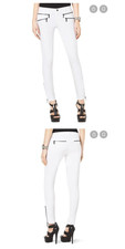 MK Michael Kors Women's Stretch White Skinny w/ Black Exposed Zippers Jeans SZ 8