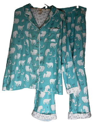 Munki Munki Flannel Pajama Set Womens XXL Blue Polar Bear Fox Print Comfortable
