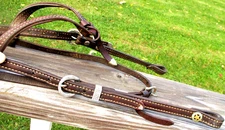 Vintage leather Silver N&J Buckle Trims Futurity Browband Ranch bridle headstall