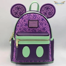 Loungefly Disney Parks Mickey Mouse Mad Tea Party Purple Mini Backpack Bag New