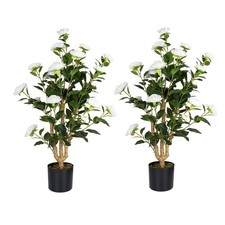 Howngyesimu Artificial Camellia Tree 2 Pack, 38 Faux Camellia Plant in Pot ...
