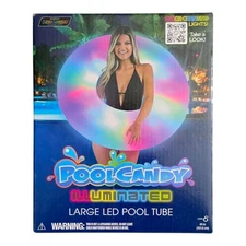 New Pool Candy Illuminated Large LED Pool Tube Round Float 40" Ages 6+ Light Up