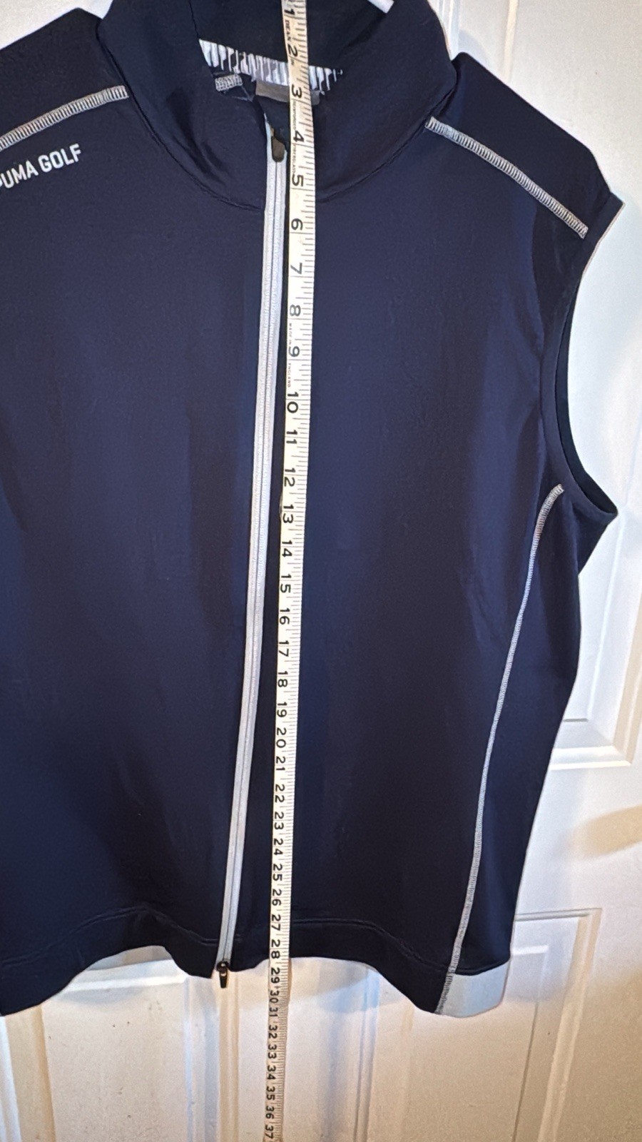 Puma Golf Clubhouse Vest Mens Medium Navy Blue Performance Full Zip Mock Neck. thumbnail 3