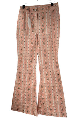 LoveShackFancy Flared Women's Sz 8 Porcelain Blush Meyerson Pants NWT Chic Cozy