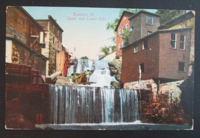 Upper and Lower Falls Brandon VT Posted DB Postcard