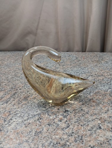 Vintage Clear Swan with Controlled Bubbles Art Glass Paperweight 3.75" - Bild 2 von 7