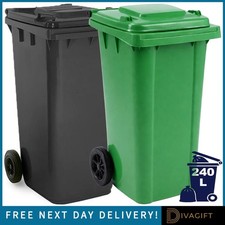 240L HEAVY DUTY WHEELIE BIN LARGE HOUSEHOLD GARDEN WASTE RUBBISH BIN WITH LID