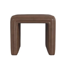 Modern Channel Tufted Faux Leather Ottoman Home Décor|Ottoman for Living Room &