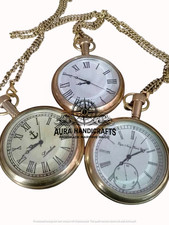 AURA Lot of 3 Watch vintage style pocket Collectible Brass Pocket Watch GIFT