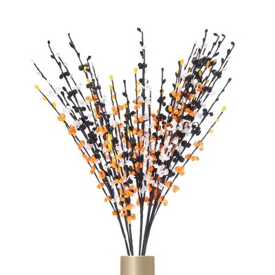 8Pcs Tall Jasmine Flower for DIY Floral Art Plant(Black-White-Orange)