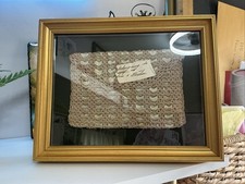VINTAGE Anique HAND CROCHET Victorian Crocheted Purse W/ Note UV Framed