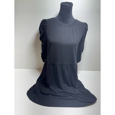 Loft Women’s Dress Black 3/4” Ruched Sleeves Office Career Minimalist Sz Medium