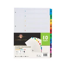 Pukka Pad Concord 10 Part A4 Mylar Dividers - 1 Pack of 10 Tab Set, 4-Hole Punch